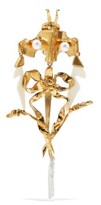 Thumbnail for your product : Valentino Garavani Dreamy Forest Faux-pearl Single Clip Earring - Gold Multi
