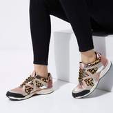 Thumbnail for your product : River Island Womens Gold metallic leopard print runner trainers