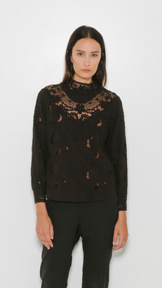 Sea Floral Lace Embroided Long Sleeve Top