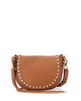 Thumbnail for your product : Rebecca Minkoff Pebbled Leather Studded Saddle Bag, Almond