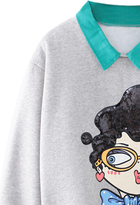 Thumbnail for your product : Grey Sequined Girl Print Sweatshirt