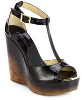 Thumbnail for your product : Jimmy Choo Pela Degrade Patent Leather Cork Wedge Sandals