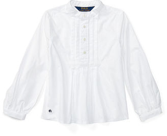 Ralph Lauren Girls 2-6X Pintucked Broadcloth Shirt