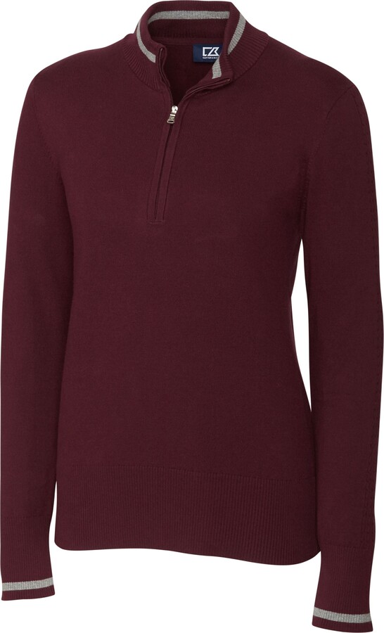 Cutter & Buck Womens Lakemont Tipped Half-Zip Sweater