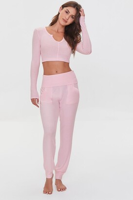 Forever 21 Women's Foldover Lounge Pants in Light Pink Large