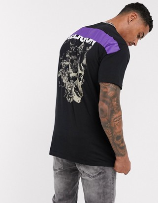 Religion drop shoulder t-shirt with back print logo in black