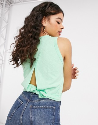J.Crew knot back jersey tank top in green