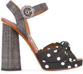 Dolce & Gabbana - sandales à motif pois - women - coton/Raphia/Cuir/Polyester - 39