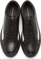 Thumbnail for your product : Comme des Garcons Shirt Black Leather Brushstroke Stripe Sneakers