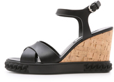 Thumbnail for your product : Casadei Crisscross Cork Wedge Sandals