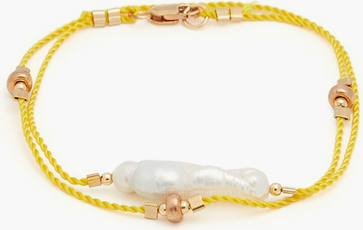 Rose gold-tone, pearl and cord bracelet
