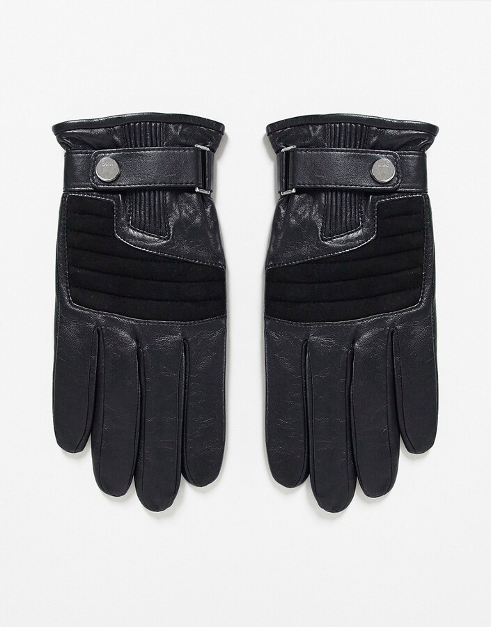 Boss By Hugo Boss HUGO leather gloves in black - ShopStyle