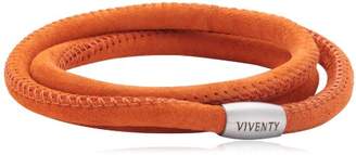 Viventy Unisex Leather Bracelet 3 Strands Orange - 59 cm.