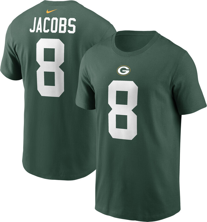 Men's Nike Josh Jacobs Green Green Bay Packers Player Name & Number T-Shirt