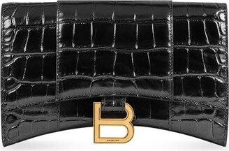 Balenciaga Hourglass Wallet On Chain Crocodile Embossed