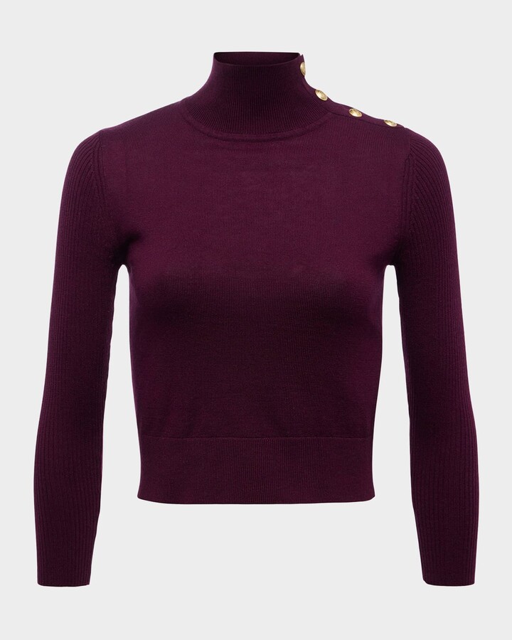 L'Agence Kamdyn Cropped Mock-Neck Sweater
