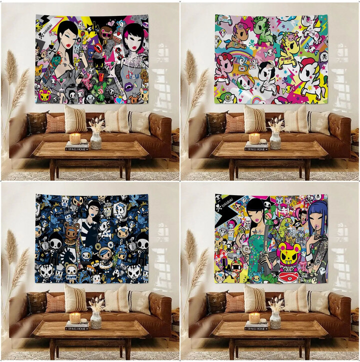 AliExpress Japanese Tokidoki Tapestry Tapestry Art Printing Indian Buddha Wall Decoration Witchcraft Bohemian Hippie INS Home Decor