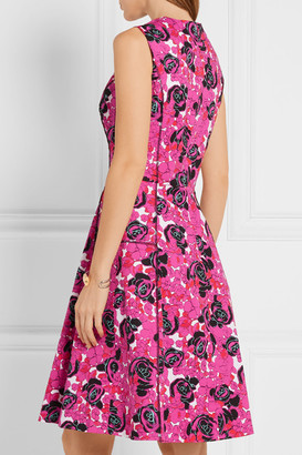 Oscar de la Renta Floral-print Stretch-cotton Poplin Dress - Fuchsia