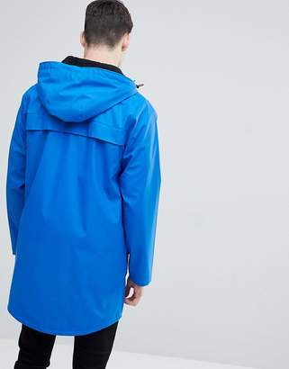 ASOS Design DESIGN Tall shower resistant rain coat with borg lined hood in blue