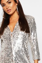 Thumbnail for your product : boohoo Sequin Oversized Shirt Dress