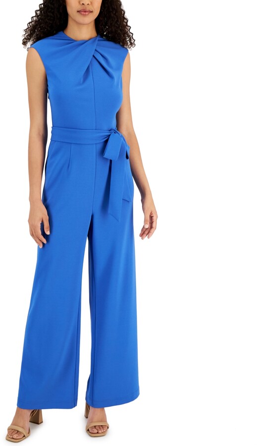 Tahari by Arthur S Levine Womens Sleevless Matte Jersey Shired Jumpsuit