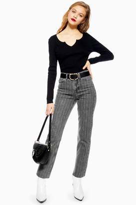 Topshop Womens Washed Black Pinstripe Jeans - Washed Black