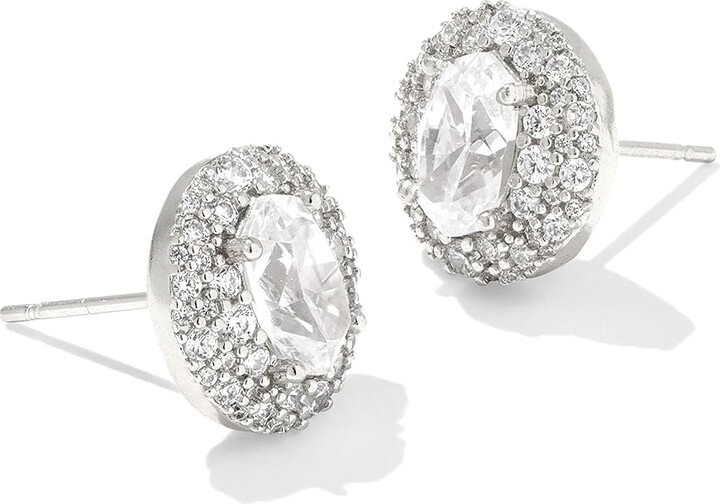 Kendra Scott Bella Stud Women's Earrings Earring Silver White CZ Brass/Crystal