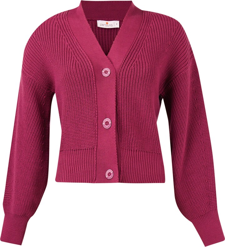 Peraluna White Olivia V-Neck Cardigan - Sour Cherry