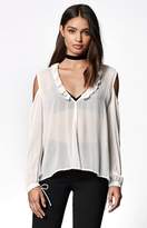 Thumbnail for your product : KENDALL + KYLIE Kendall & Kylie Sheer Ruffled Cold Shoulder Top
