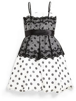 Thumbnail for your product : Un Deux Trois Girl's Polka Dot Lace Party Dress