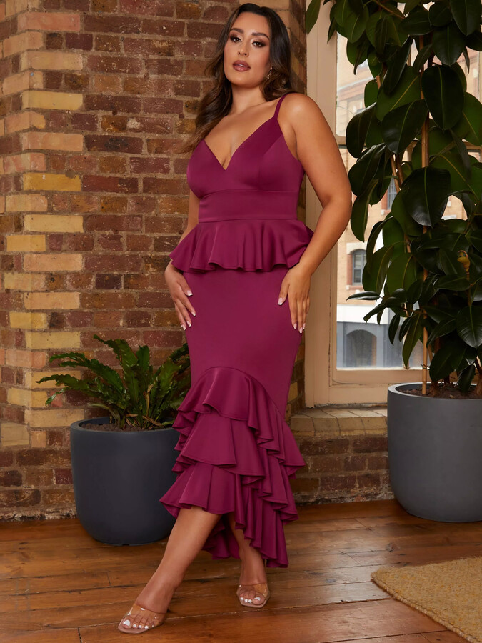 Bodycon Dress Chi Chi Dress Red Chi Chi London Plunge Puff Sleeve