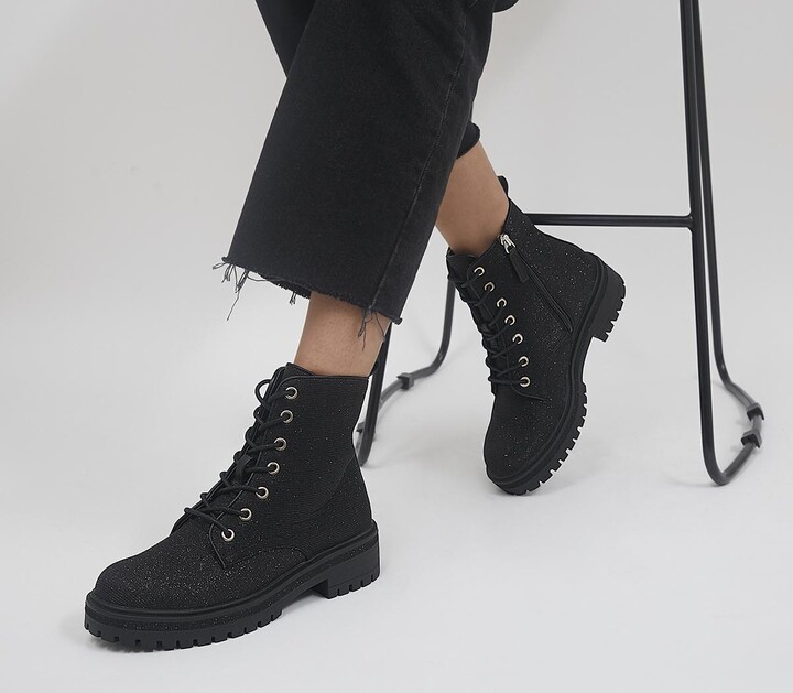 Office Amira Lace Up Ankle Boots Black Silver Glitter ShopStyle