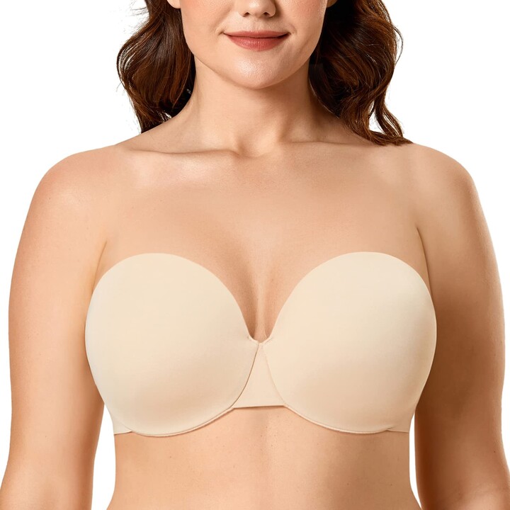 Delimira Women's Smooth Invisible Strapless Bra Plus Size Padded Underwire  Beige 38B - ShopStyle