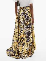 Thumbnail for your product : Versace Baroque & Zebra Print Duchess Satin Wrap Skirt - Womens - Black Multi