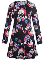 Thumbnail for your product : Ruiyige Womens Girl Womens Long Sleeves Snowman Xmas Tree Gift Print Party Flared Swing Tunic Dress XL G128