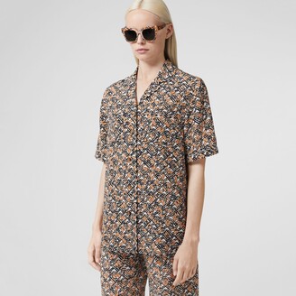 Burberry Monogram Print Silk Pyjama Shirt Size: 0 - ShopStyle Tops