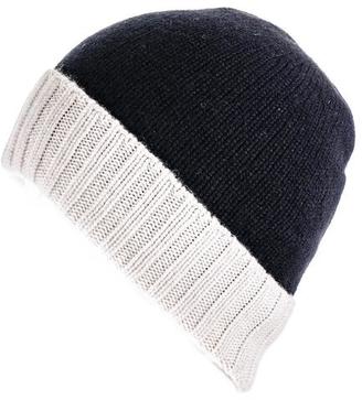 Black and Ivory Cashmere Beanie