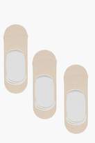 Thumbnail for your product : boohoo 3 Pack Invisible Nude Socks With Grips