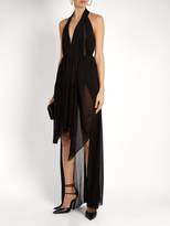 Thumbnail for your product : Balmain Draped Halterneck Stretch Knit Wrap Dress - Womens - Black