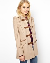 Thumbnail for your product : ASOS Duffle Coat With PU Trims & Borg Lining