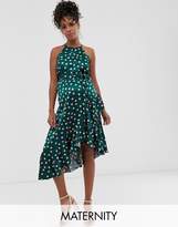 Thumbnail for your product : Queen Bee high neck midaxi dress in contrast polka