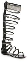 Thumbnail for your product : Giuseppe Zanotti Chain-Trimmed Satin Knee-High Sandals