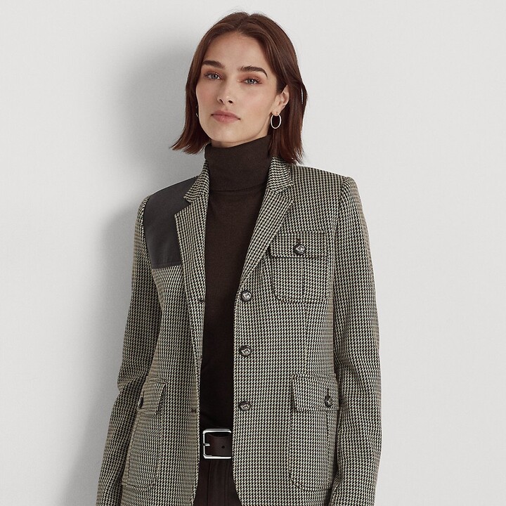 Lauren Ralph Lauren Ralph Lauren FauxLeatherTrim Jacquard Blazer