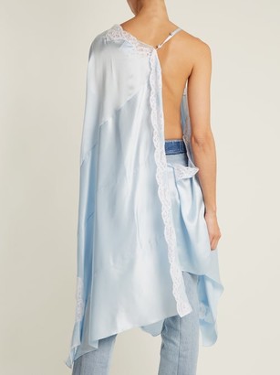 Vetements Deconstructed Silk-satin Slip Dress - Light Blue