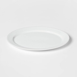 Threshold 15" x 12" Ceramic Oval Beaded Platter White