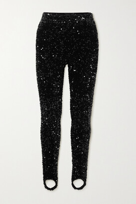 4th & Reckless Tall exclusive sequin split hem leggings in black