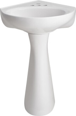 Cornice 24" Tall White Vitreous China U-Shaped Pedestal Bathroom Sink with Overflow