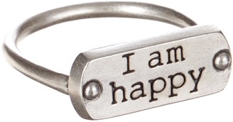 Dogeared Sterling Silver I Am Happy Ring