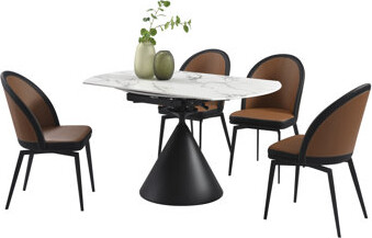 George Oliver Buckingham Modern 5-Piece Dining Set With White Sintered Stone Table Top