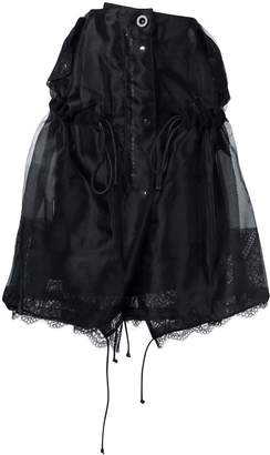 Sacai lace insert ruched skirt